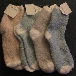 Snugadoo Women's Fuzzy Socks - Pink, Blue, Green and Gray 4 pairs